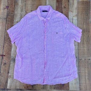 Vineyard Vines Casual Pink Button Down 100% Linen Shirt